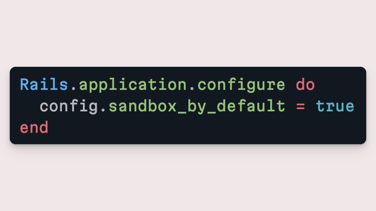 rails's tweet image. Starting with 7.1, Rails gives you the options to prevent accidental changes to your production database with a new `sandbox_by_default` configuration. When true, Rails console starts in sandbox mode by default. To start in normal mode, append --no-sandbox to `rails console`.…