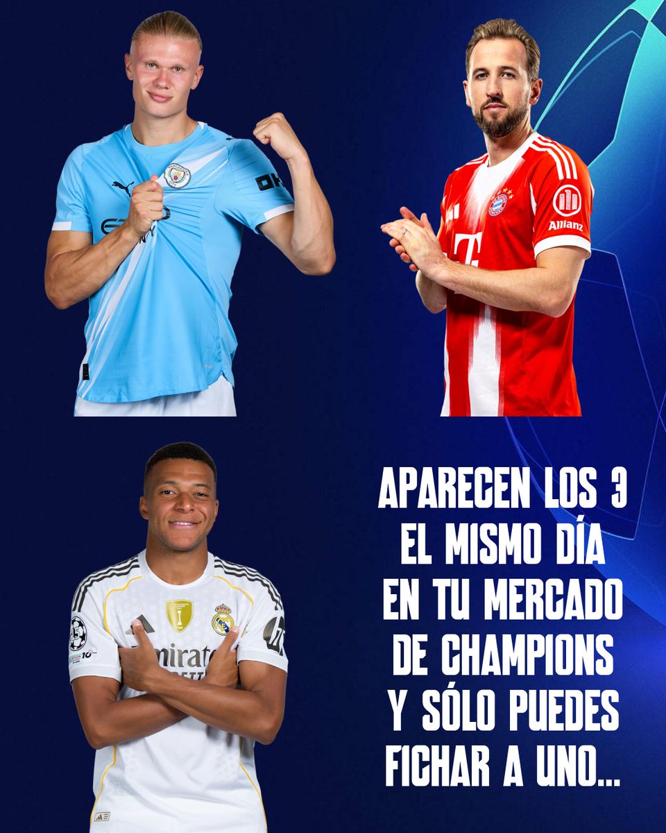 ⏳ TIC-TAC #MisterFantasy ​⚽

🛒 ¿A quién ficharías para tu equipo de la Champions League? #UCL #UCLFantasy 

✅ HAALAND
✅ HARRY KANE
✅ MBAPPÉ

🏆 Los 3 killers tienen a sus países ya clasificados para el próximo Mundial #FIFAWorldCup #WeAre26 #Somos26  🇳🇴​🏴󠁧󠁢󠁥󠁮󠁧󠁿​🇫🇷​

💥 Únete a
