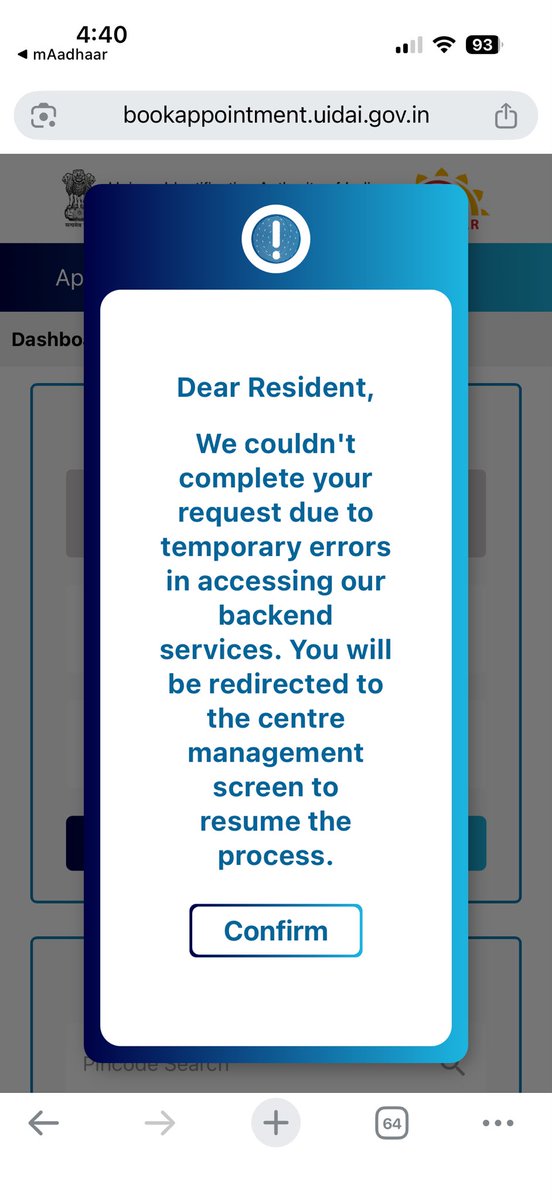 vikrantbhat1022's tweet image. I’ve been trying to update address on my aadhar for the past 1 month, I have given up now after seeing this error Every. Single. Day. 

I have tried-
1. Early morning✅
2. Evening✅
3. Late night ✅

After being helpless for weeks, I gave-in and went to a local photostat shop
1/3