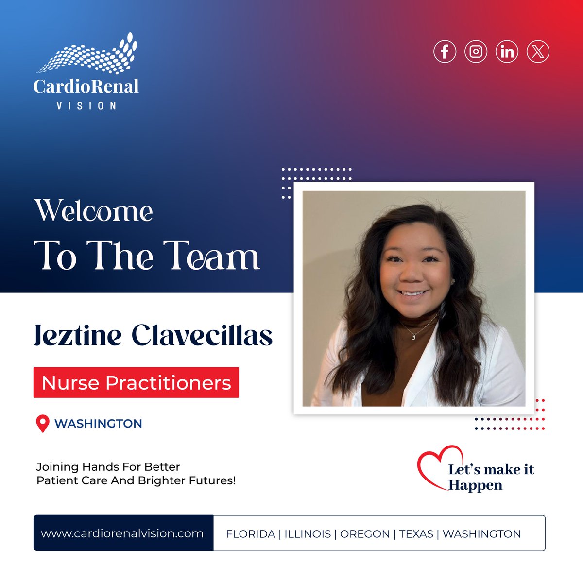 CardiacVision's tweet image. Welcome to our newest team members at CardioRenal Vision, Washington! Together, we’re committed to delivering exceptional care and brighter futures
Visit : bit.ly/4fI6GNt
#NephrologyCare #nephrology #postacutecare #doctor #cardiorenalvision
