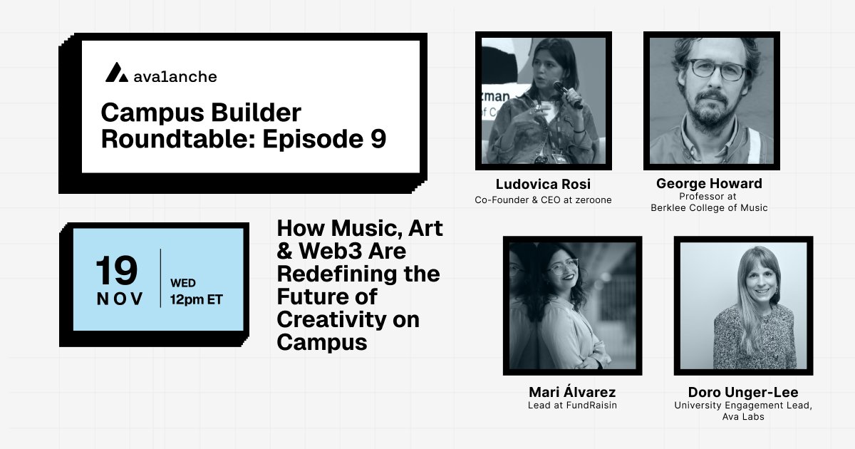 🧵I’m really excited for the November <a href="/avax/">Avalanche🔺</a>  Campus Builder X Spaces. This month we’re spotlighting something that deserves way more attention: the opportunities Web3 is creating for artists, creators, and musicians on <a href="/avax/">Avalanche🔺</a>.
Join us Wednesday 👉 x.com/i/spaces/1djGX…