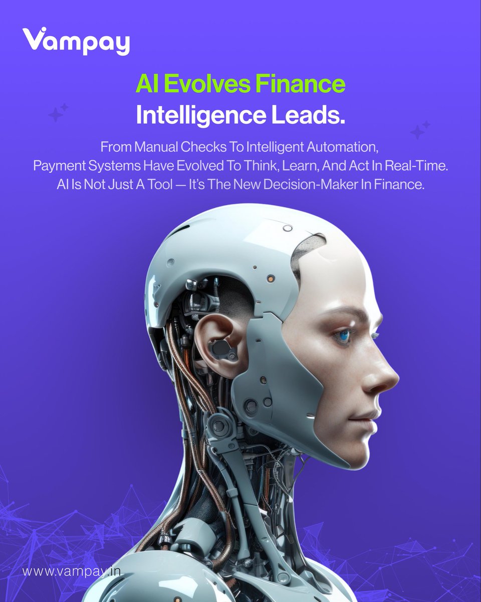 VampayInd's tweet photo. AI is transforming how businesses manage money.
 From fraud detection to predictive analytics, intelligence now drives every transaction.
 At Vampay, we bring that intelligence into your payment flow. 

#FintechTrends #AIPayments #VampayInsights https://t.co/OBRdfxgc5U