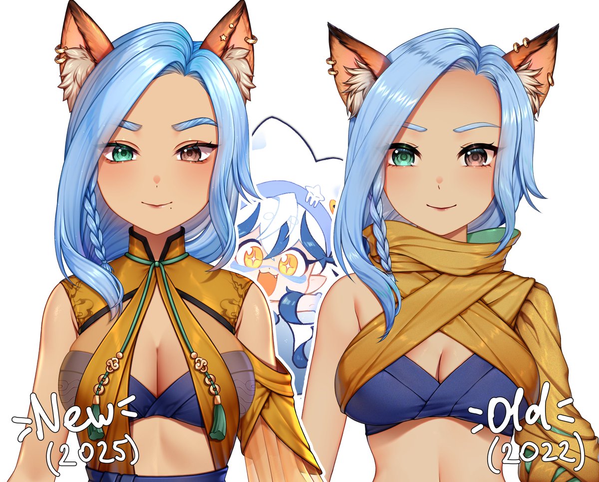 ProfaniTea models comparison 😱
The new one has evolved rendering depth and refined facial expression! Quite an impressive upgrade by newmoonSHIRA👏

#Live2D #VTuber