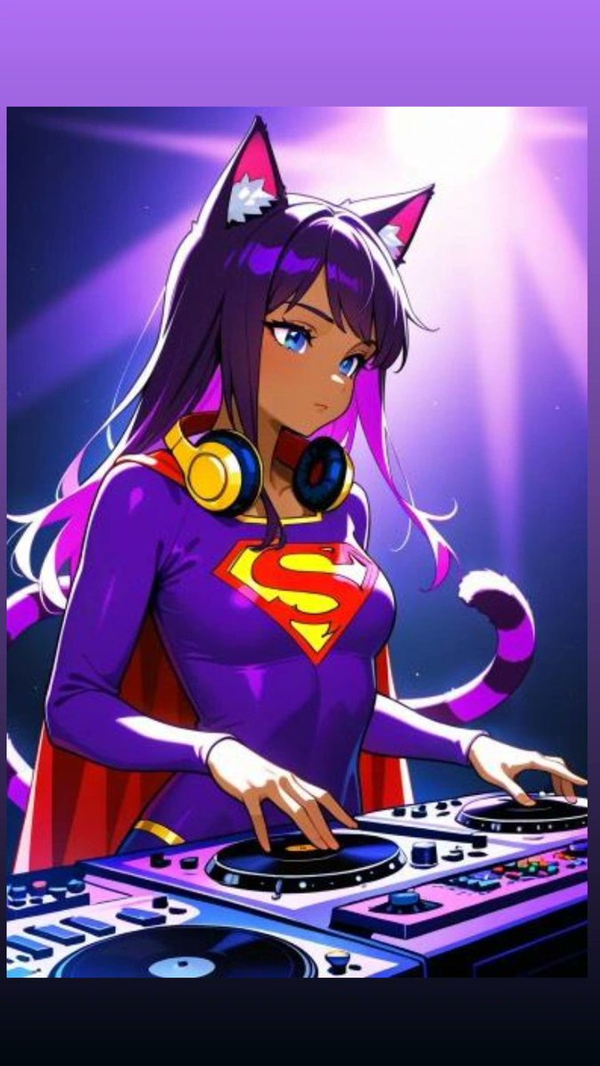 Super Neko 🟪⬛ 
The female Solar Tigernoid is performing as an intergalactic DJ