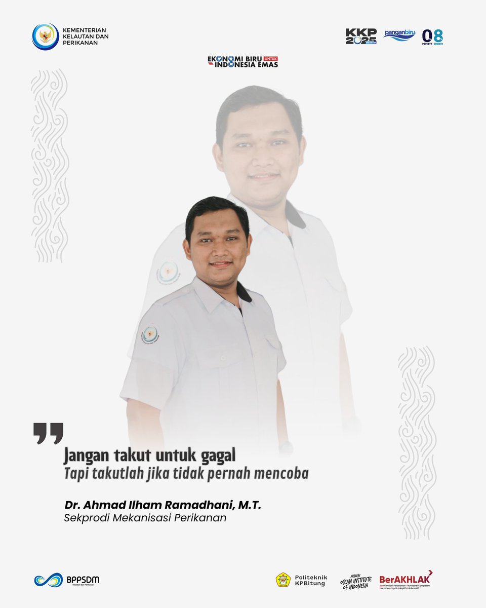 bppsdmpkpbitung's tweet image. ✨ #SobatBahari!

Awali pekanmu dengan penuh semangat bersama motivasi dari Sekprodi Mekanisasi Perikanan Politeknik KP Bitung, Dr. Ahmad Ilham Ramadhani, M.T 🌊🔥

#kkpgoid
#swtrenggono
#inradiarta
#bppsdm_kp
#rudisaranga
#PoltekKPBitung