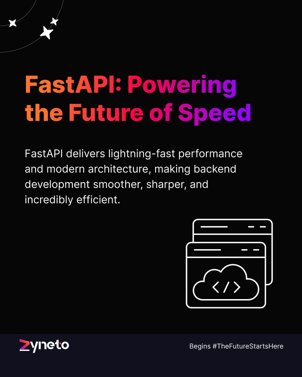 zyneto's tweet image. FastAPI is redefining backend speed, scalability, and modern API development.

The future of high-performance apps starts here.

#FastAPI #Python #Zyneto #Zynetotech #Backend #API #WebDev #Developers #Tech #Coding #SoftwareDev #Async