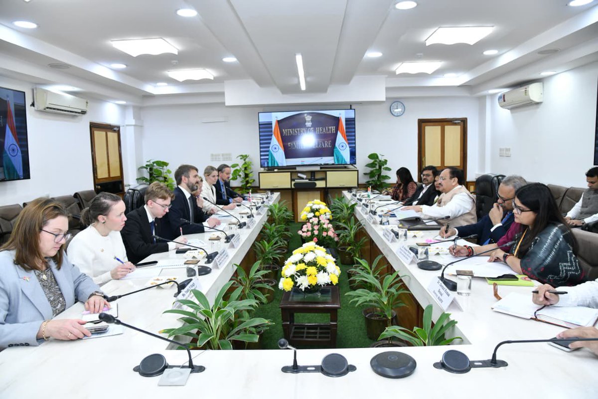 Today, Union Health Minister Shri Jagat Prakash Nadda met with Mr. Jan Christian Vestre, Health Minister of Norway, in New Delhi. He proposed signing MoUs to strengthen collaboration in health, medicine, and drug regulation.

The meeting covered India’s priorities in digital