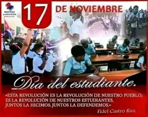 En este día especial, felicitamos a todos los estudiantes que persiguen sus sueños y luchan por un futuro brillante. ¡Sigan adelante y nunca dejen de aprender! #EducaciónGuantánamo. <a href="/nancyguantanamo/">Nancy Leliebre Revilla | Comunicación Social</a>, <a href="/CubaMined/">MINED</a>, <a href="/villafruel900/">Raquel Laviste Villafruela</a>, <a href="/yoeaberob1/">Yoel Perez Garcia</a>, <a href="/Yusdania_NP/">Yusdania Felix</a>, <a href="/DmeNiceto/">Dirección General Educación N. Pérez, Gtmo, Cuba</a>.