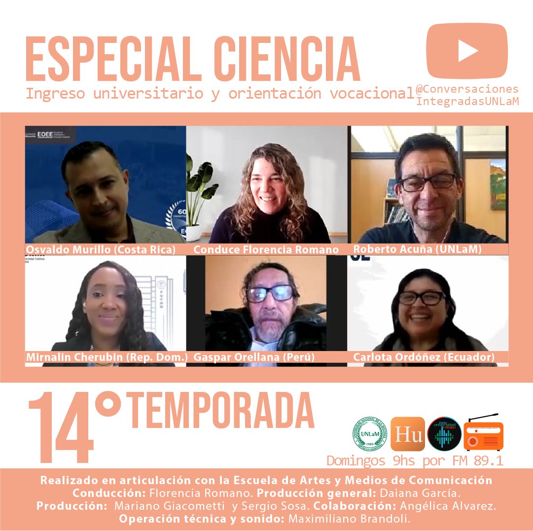 Ya disponible! Orientación Vocacional e Ingreso Universitario Programón interdisciplinar con voces de 🇦🇷🇪🇨🇵🇪🇨🇷🇩🇴Modelos teóricos, experiencias, desafíos y herramientas. Buscanos en @ConversacionesIntegradasUNLAM
#EducaciónSuperior #OrientaciónVocacional #IngresoUniversitario