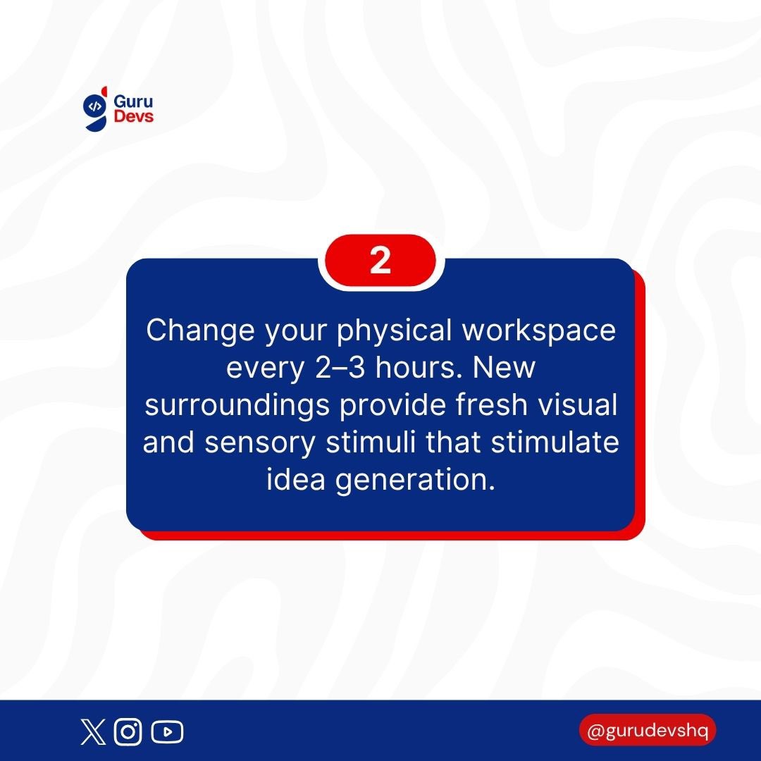 GuruDevsHQ's tweet image. Struggling with creativity?
Follow this! 
#creativeweek #monday #GuruDevs