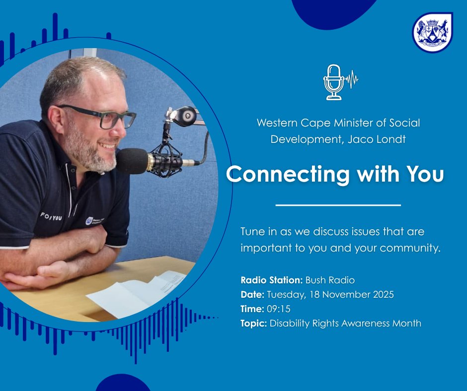 Bushradio's tweet image. Join the conversation with @WesternCapeGov @WCMEC_JacoLondt , as he discusses key issues and initiatives shaping our communities. 

#CapeTown 89.5FM  / #worldwide bushradio.co.za

#SocialDevelopment