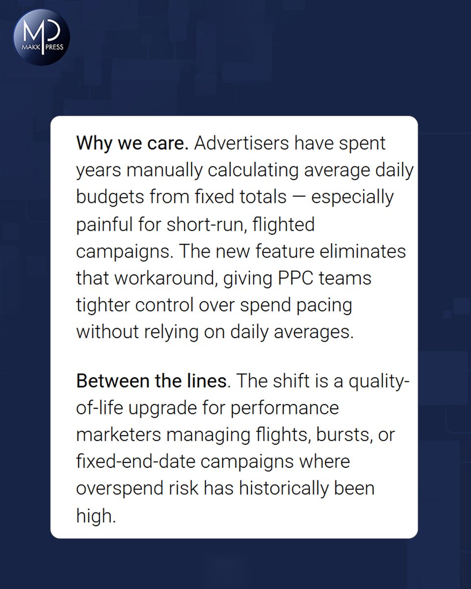 MakkpressTech's tweet image. Global PMax upgrades are here! 📣
Google’s expansion of total campaign budgets beyond the U.S. means better planning, clearer spend limits, and stronger results.

#PMax #GoogleAdvertising #DigitalMarketingUpdates #PerformanceMax #AdStrategies #Makkpress