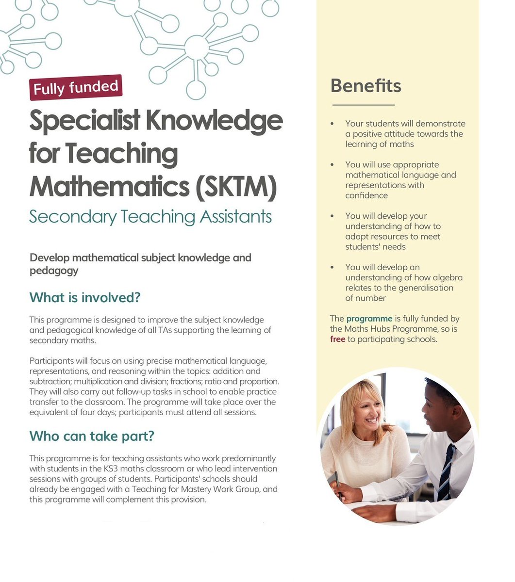 MatrixMathsHub's tweet image. DON&apos;T MISS OUT - STARTING 20TH NOVEMBER
SECONDARY TEACHING ASSISTANTS - SPECIALIST KNOWLEDGE FOR TEACHING MATHEMATICS
For more information and to book, click here: bit.ly/47ZOmxb