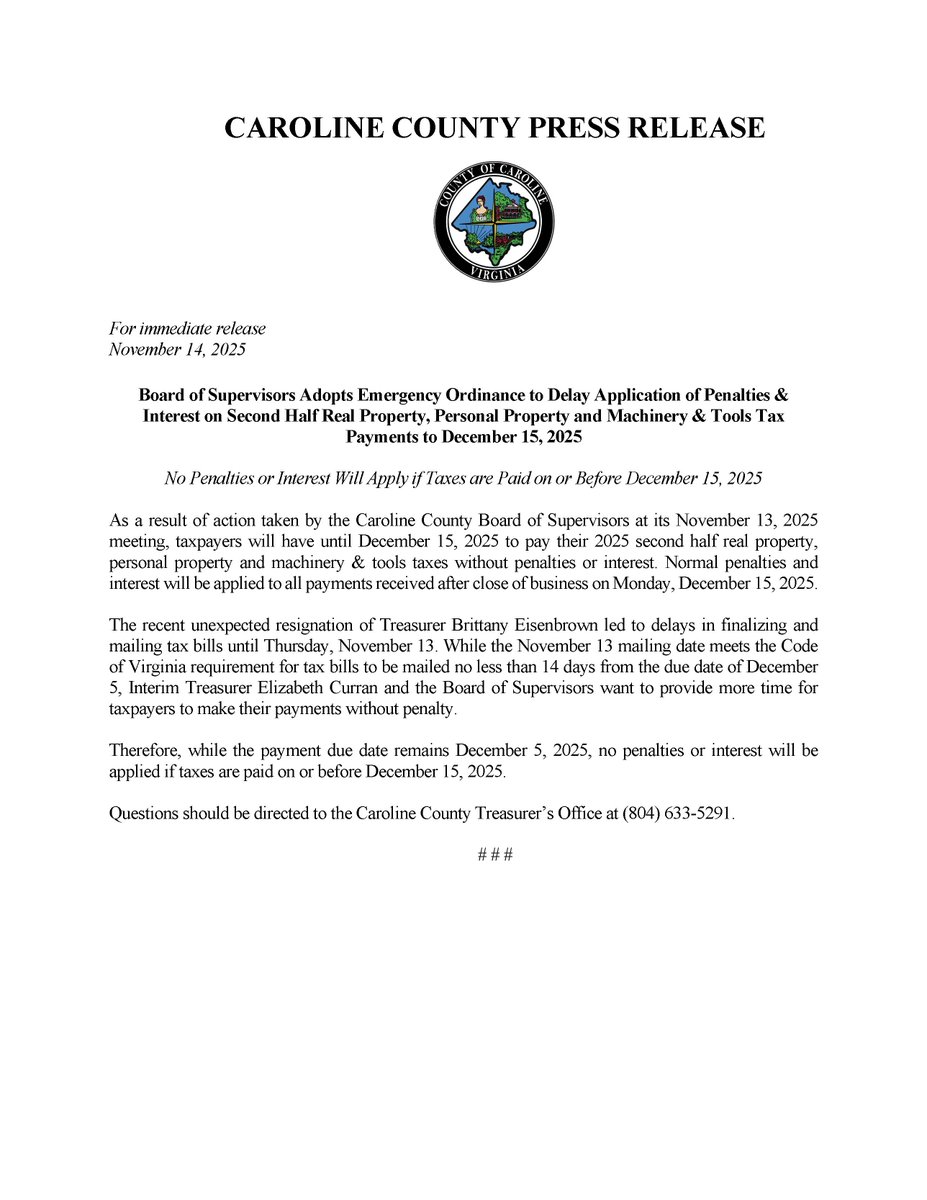 Caroline VA (@carolinegov) on Twitter photo 