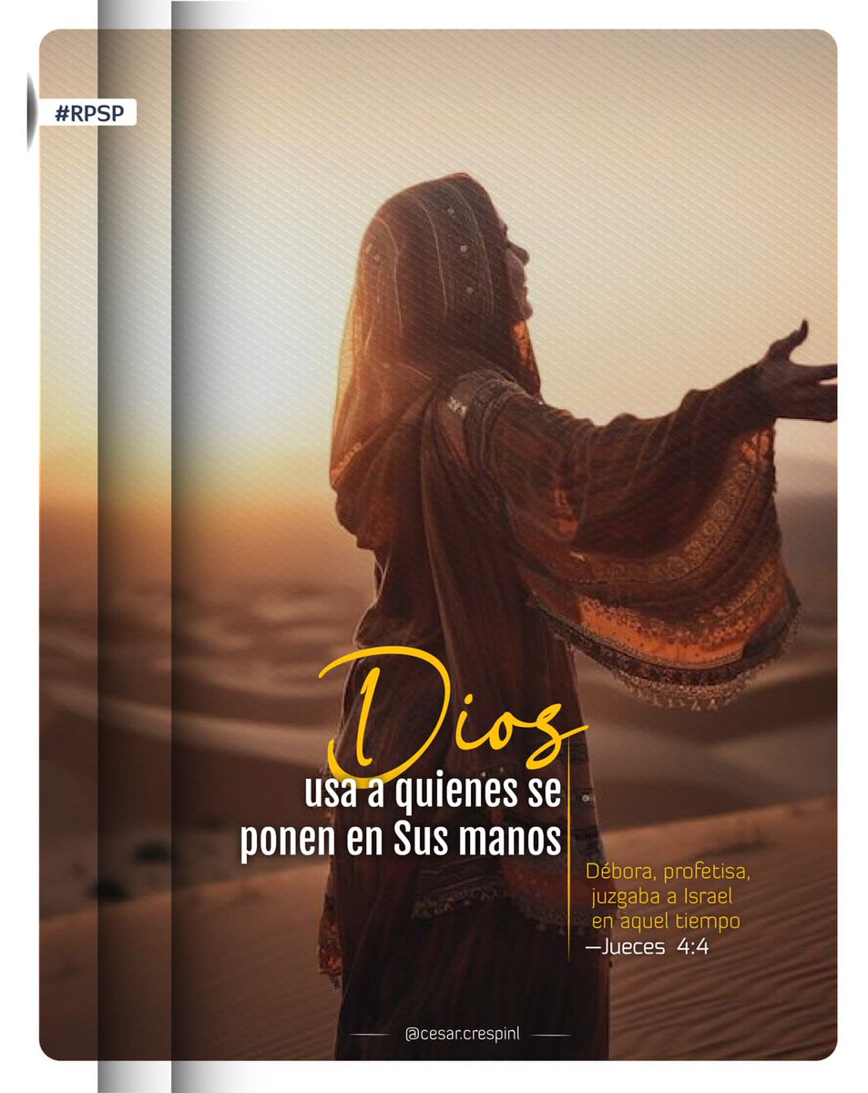 Post 2
#RPSP | Jueces 4 

💬 En una cultura gobernada por hombres, Dios eligió a Débora como profetisa y juez. Su llamado rompe paradigmas y derriba prejuicios. Dios sigue llamando líderes fieles, sin importar estereotipos.

#PrimeroDios #MPCS