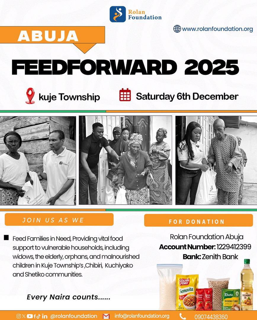 RolanFoundation's tweet photo. 250 families. 1 mission no one goes to bed hungry. 
Join us to restore hope this December.
Donate today:
Rolan Foundation – Zenith Bank 1229412337
#FeedForwardIbadan #RolanFoundation #GiveHope #EndHunger https://t.co/2FR1wytSJU