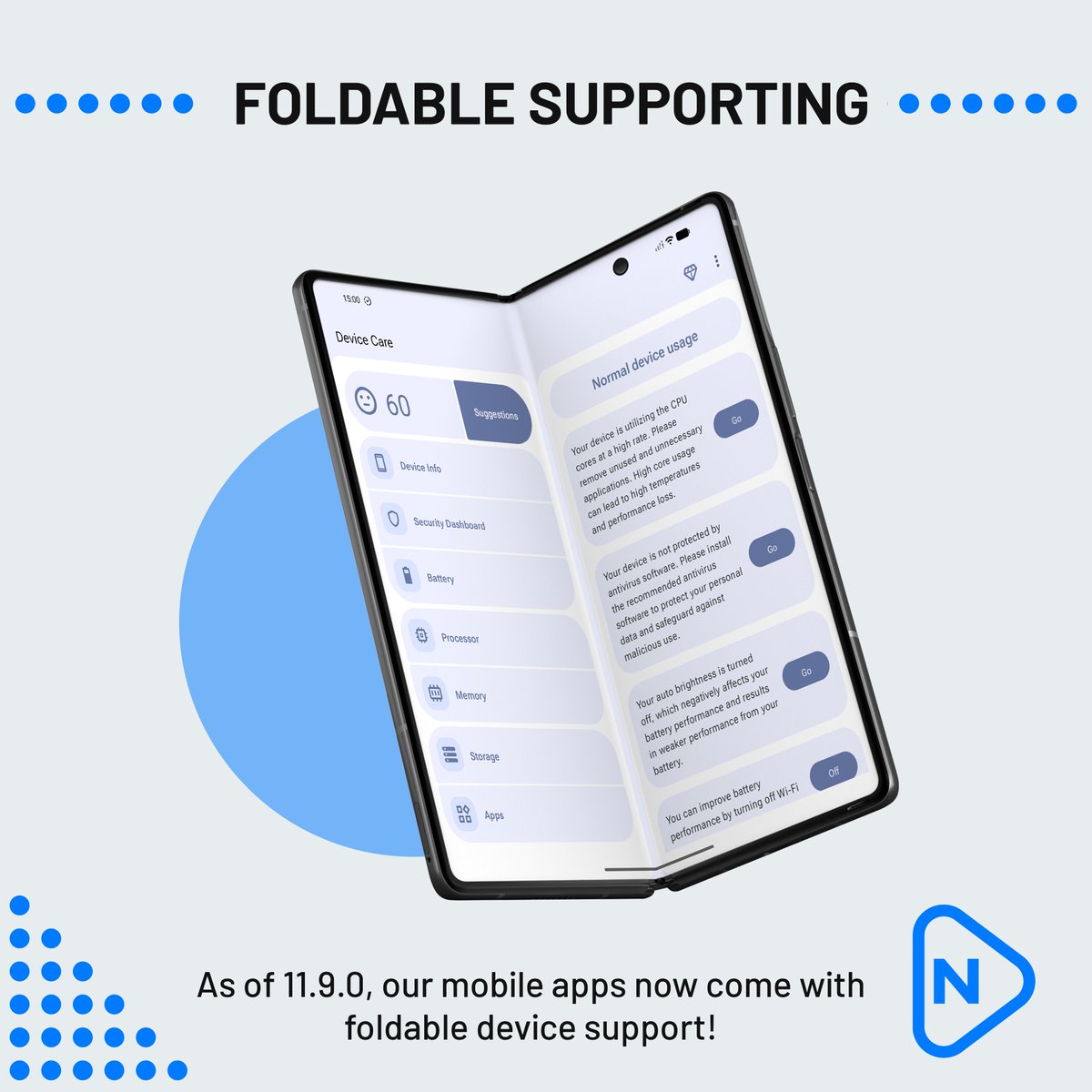 nexechco's tweet image. Fold, open, use! 😎
With our new 11.9.0 update, our apps deliver a perfect experience on foldable devices.
We’ve kept up with technology — we even bent a little! 📱✨
#FoldableReady #AppUpdate #TechLife