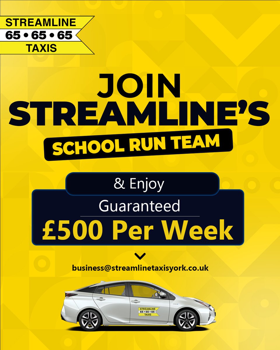 Searching for steady, fulfilling work? 🚐

Streamline is welcoming local York private hire and Hackney minibus drivers to join our School Run Team. Earn a guaranteed £500 per week and enjoy a role that offers both purpose and reliability