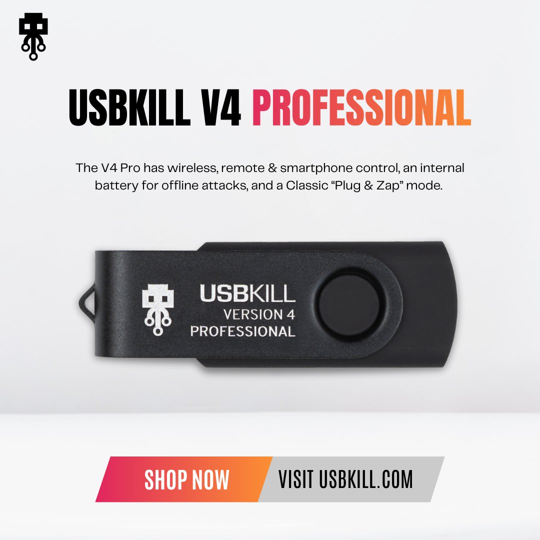 USBKill's tweet image. USBKill V4 Pro takes stress testing to the next level. Perfect for pentesters and red-teamers. 🔴⚡ l.usbkill.com/8UjVg 
#HardwareTesting #USBKillV4 #USBKill #Pentesting #infosec #security #RedTeam