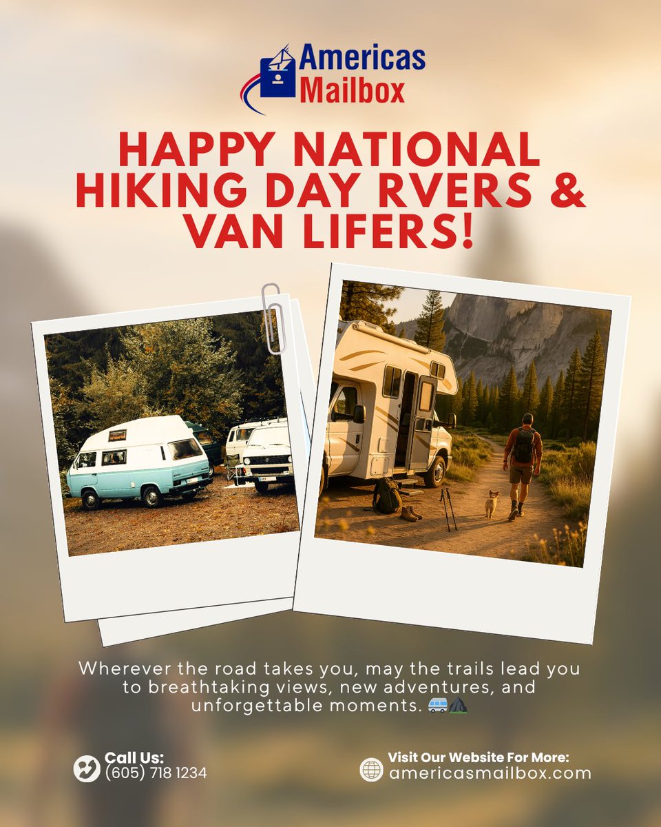 Happy National Hiking Day, RVers &amp; Van Lifers! 🚐⛰️

Ready to make RV life easier?
Call (605) 718-1234 to get started!

#NationalTrailsDay #NationalTakeAHikeDay #RVLife #Adventure #RVers #RVLife #RVLiving #Hiking #Hike #Nature #Outdoors #Trails #GoOutside