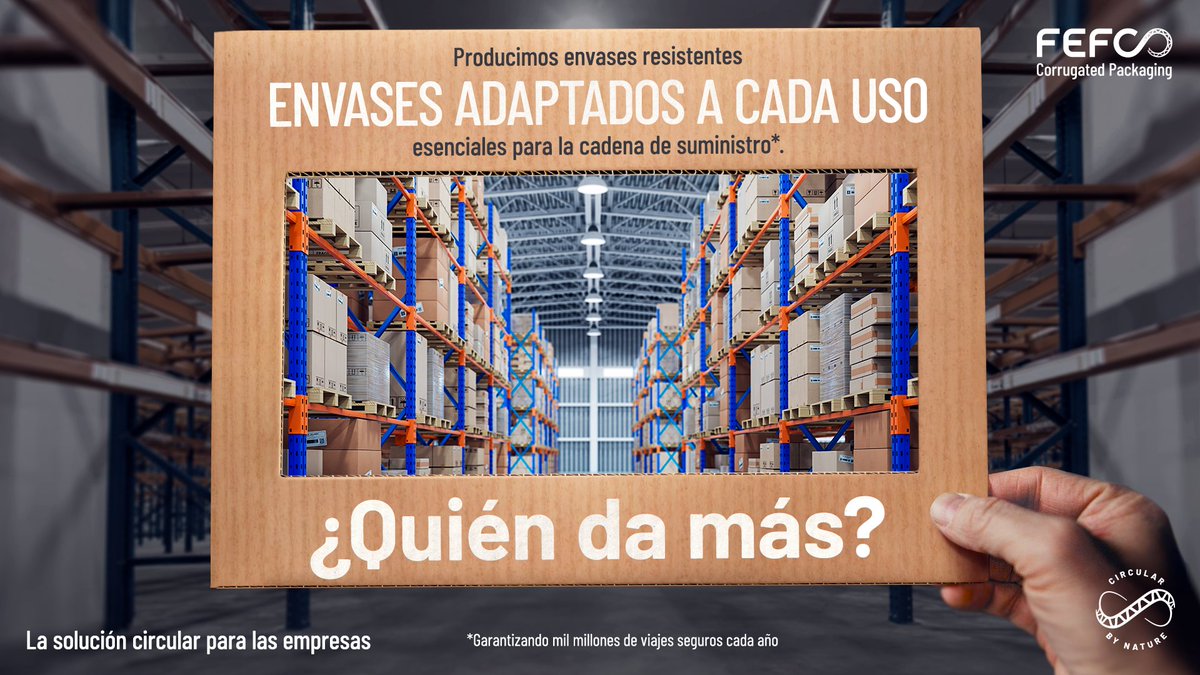 AFCOes's tweet image. Fuerte 💪 ligero 🌱 y sostenible: así es el #cartónondulado.  
📦 El 75 % de los productos envasados se transportan en cartón ondulado: miles de millones de trayectos seguros cada año.
👉fefco.org/circular-by-na…
#CircularByNature #Sostenibilidad #Packaging #Logística