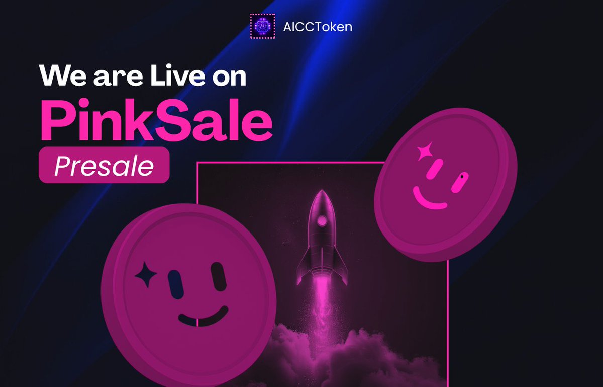 AICC Presale Is Now Officially Live on PinkSale

We are pleased to announce that the AICC presale has officially started on PinkSale.
This public sale gives early supporters the opportunity to secure their allocation before the cap is reached.

Below are the key presale details: