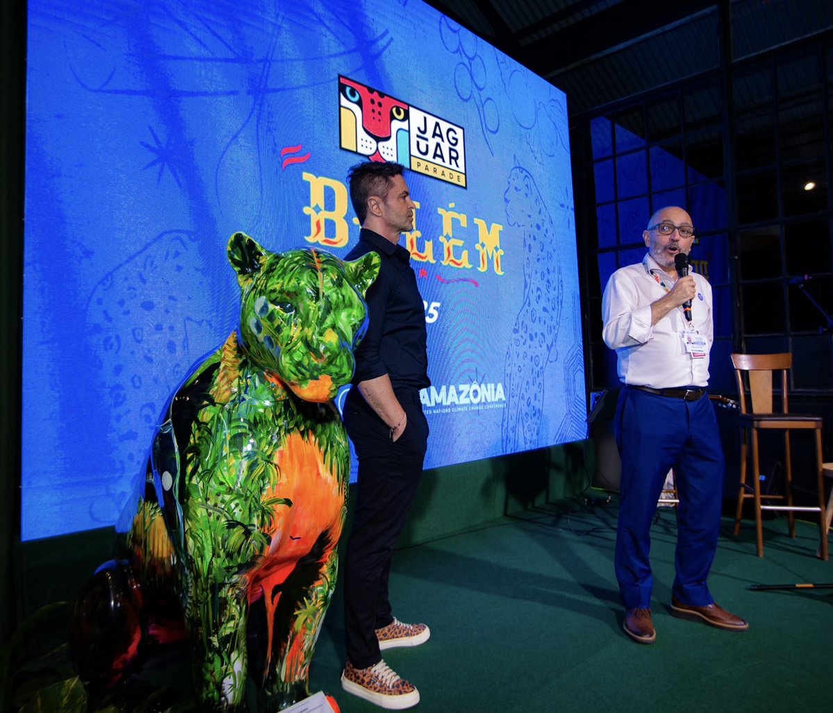 UNDPplanet's tweet image. 🐆 #JaguarParade comes to #COP30! 

Among them, @UNDP&apos;s sculpture, painted by Pará-born artist Murilo Savage

Conserving biodiversity is central to climate solutions — and art can open hearts, inspire action, and connect communities to this message.

#ForPeopleForPlanet