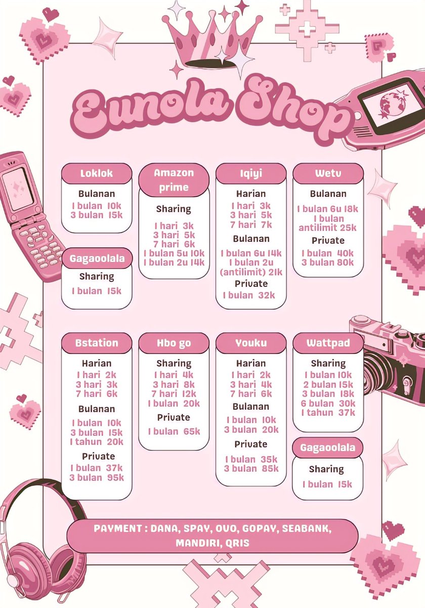 treishtk's tweet image. WTS WTB JUAL APLIKASI PREMIUM IQIYI CANVA PRO NETFLIX WATTPAD GAGAOOLALA DISNEY+ HOTSTAR WETV YOUTUBE VIDIO PLATINUM LOKLOK DRAKOR ID YOUKU AMAZONE PRIME! 

Contact me! 
wa.me/6289519396042
Butterflies #zonajajan #zonauang