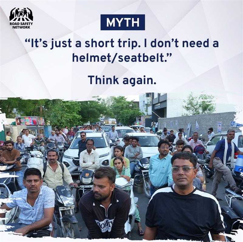 RoadSafetyNetwk's tweet image. Think a short ride is “safe enough” to skip your helmet or seatbelt? Think again. 

#MoRTH 2023 reports: 54,568 deaths due to not wearing helmets and 16,025 deaths due to not wearing seatbelts​. #Safety is non-negotiable.​
​
#MondayMythBuster #RSNVoices