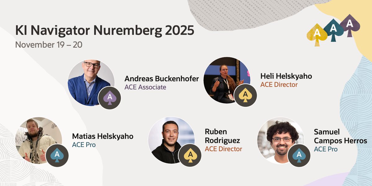 oracleace's tweet image. 🤖 Navigate the future of AI at #KINavigator Nuremberg, Nov 19–20!
Join #OracleACE experts and industry leaders for keynotes, workshops, and panels on the latest in AI technology, strategy, regulations, ethics, and real-world impact.
Stay ahead in the evolving tech landscape!…