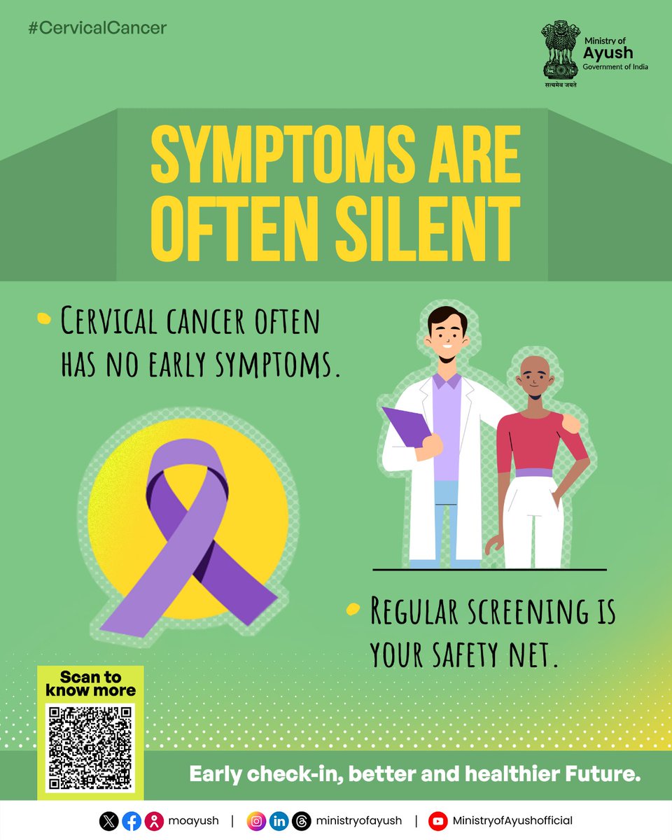 moayush's tweet photo. Don't wait for symptoms. For cervical cancer, early action is key!
Cervical cancer often progresses silently, meaning symptoms are often silent in the early stages. That's why regular screening is your safety net and your best defense.(1/2)
#cervicalcancer #FightCervicalCancer https://t.co/FezAdVjNlv