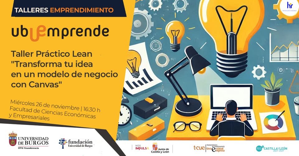 UBUinvestiga's tweet image. #Talleres_UBU | #UBUEmprende | Taller Práctico Lean &quot;Transforma tu idea en un modelo de negocio con Canvas&quot; #TCUE
• Miércoles 26 de noviembre de 2025, de 16:30 a 19.30
• Sala 2 de la Facultad de Ciencias Económicas y Empresariales.
►ubu.es/agenda/taller-…