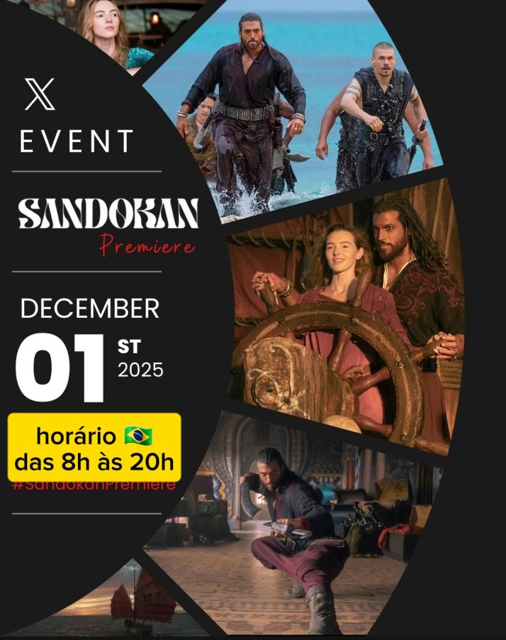 📍Para celebrar a estreia de Sandokan, convidamos TODOS para uma grande festa de boas-vindas!
🗓1º de dezembro
🇧🇷Das 8h às 20h 🇧🇷
na plataforma X.

Por favor, não use a hashtag até a data e horário do evento.

Reserve a data e nos vemos no X!
#CanYaman
#Sandokan 

📍To celebrate