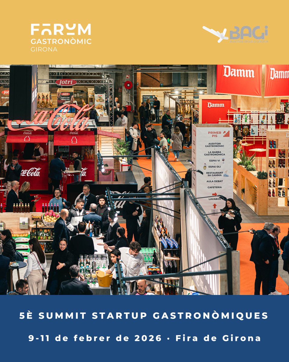 Has creat una startup gastronòmica? 🚀

💥Et convidem a participar al 5è Summit Startup Gastronòmiques. <a href="/ForumGastroGi/">Fòrum Gastronòmic Girona</a>, <a href="/cambragirona/">Cambra de Girona</a> i Bagi busquem la Millor Startup Gastronòmica del 2026, que es farà de l'9 a l'11 de febrer a @firadegiirona.

👉🏻Més info: lnkd.in/dDYN5isD