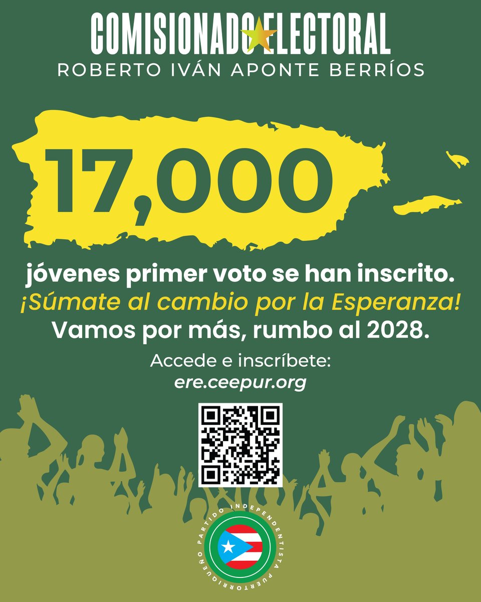🎉 ¡Ya son 17,000!

Cada vez más jóvenes de primer voto están listos para el 2028.

¡Súmate al cambio por la esperanza!

Si todavía no estás inscrito, hazlo visitando el siguiente enlace: ere.ceepur.org