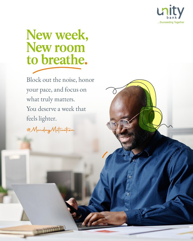 UnityBankPlc's tweet image. A fresh week is here, take a moment to pause, breathe, and move at your own pace.

You deserve ease, clarity, and progress that feels good. 🌿

#MondayMotivation #SucceedingTogether