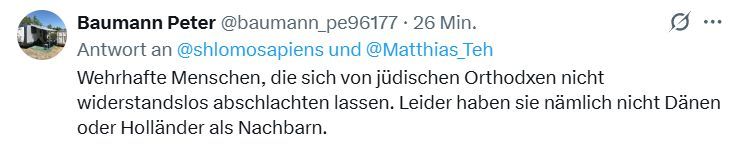 Matthias_Teh's tweet image. Terroristen nennt Baumann &quot;wehrhafte Menschen&quot; und weiss nicht mal, dass orthodoxe Juden gar kein Militärdienst leisten. 

Antijüdische Ressentiments führt nicht selten zu peinlicher Blindheit.🙈