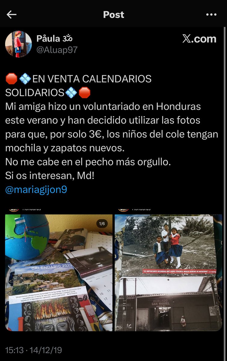 Espero que le soltases la misma chapa a tu amiga que se fue de Voluntariado a Honduras y decidió hacer un calendario y venderlo con fotos de “niño negro” y le llamases mala persona