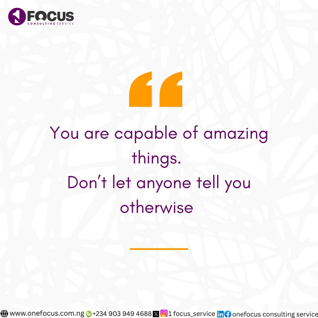 Your self-confidence is the master key 🔑 that unlocks your greatest potential.
• Own your worth without apology.
• Silence the noise of doubt and external criticism.

Let's make it a week of realizing our potential!

 #Onefocus  #MondayMotivation.
