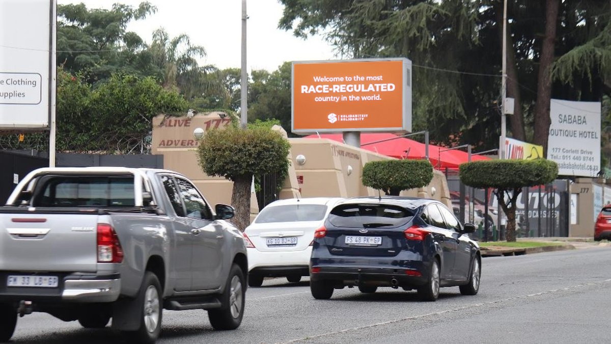 JacoKleynhans's tweet image. 38 billboards have been erected all over Johannesburg in the last 48 hours with the words: Welcome to the most race-regulated country in the world! We&apos;re ready to welcome the world at G20! Share this post and let the world know about SA&apos;s 145 racial laws! #G20SouthAfrica