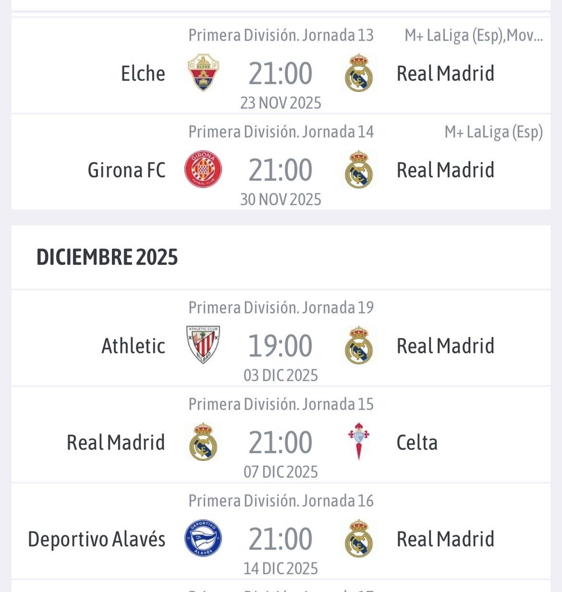 Ya está aquí el frío. 
Bienvenidos a la época en que al Madrid le ponen casi todos los partidos a las 21h.
Casualidades