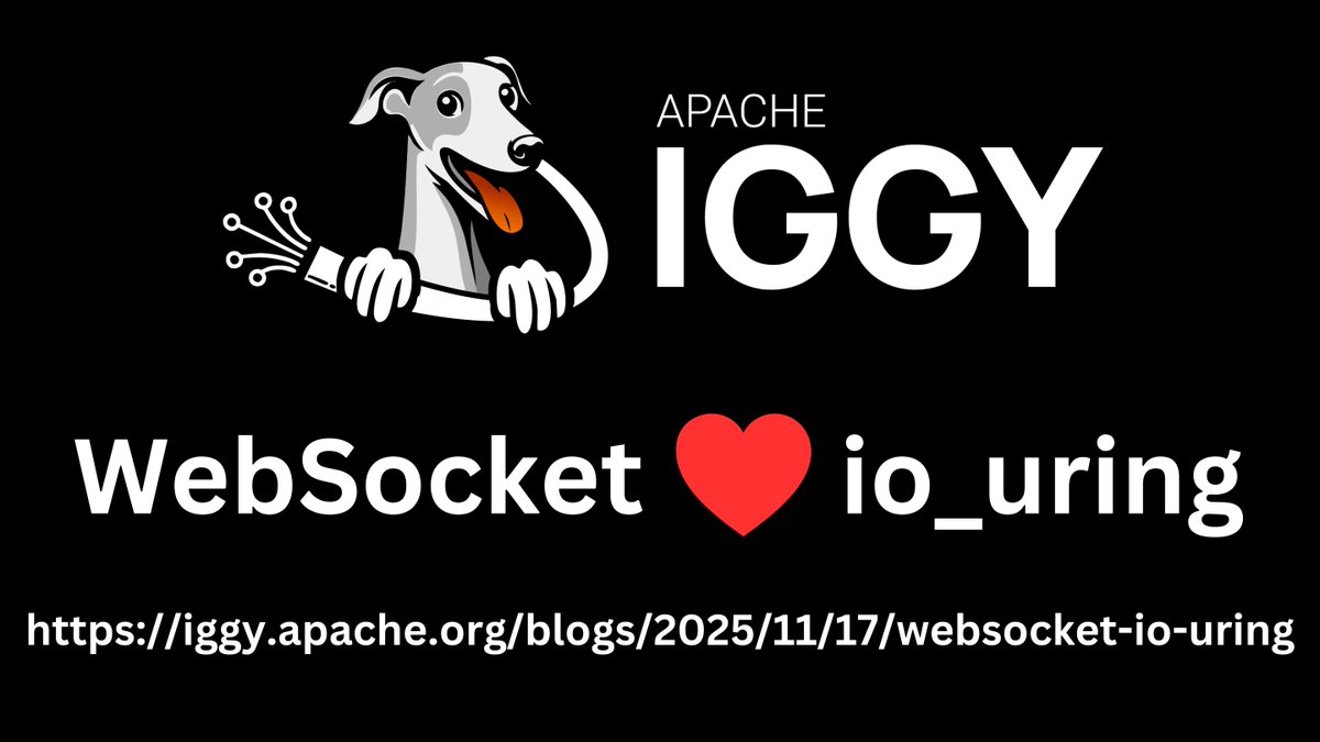 ApacheIggy's tweet image. Supporting WebSockets with completion-based I/O powered by io_uring. Here’s how we built a new transport protocol for Apache Iggy with blazingly fast performance.

iggy.apache.org/blogs/2025/11/…

#iggy #rust #websocket #io_uring #compio #asf #apache #messaging #streaming #github #oss