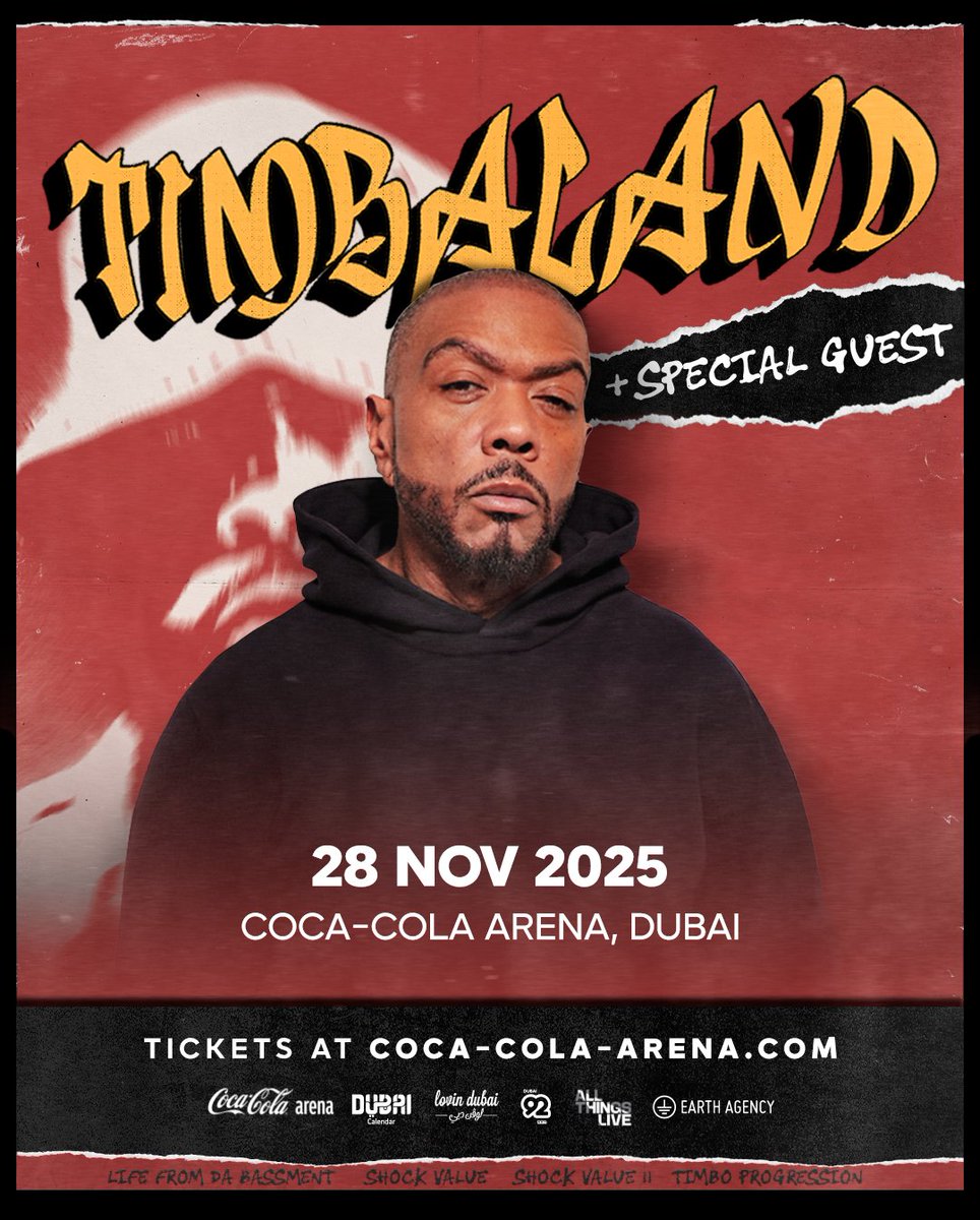 ExpatWomanDubai's tweet image. Dubai! Enjoy 15% OFF tickets to Timbaland at Coca-Cola Arena on 28 Nov, 2025, with discount code TIMBALANDEW15. Hear hits like &apos;The Way I Are&apos;, &apos;SexyBack&apos; &amp;amp; more + a special guest. 

Don’t miss it! 🎟️ coca-cola-arena.com/music/1469/tim… #Timbaland #DubaiEvents #DubaiConcerts #CocaColaArena
