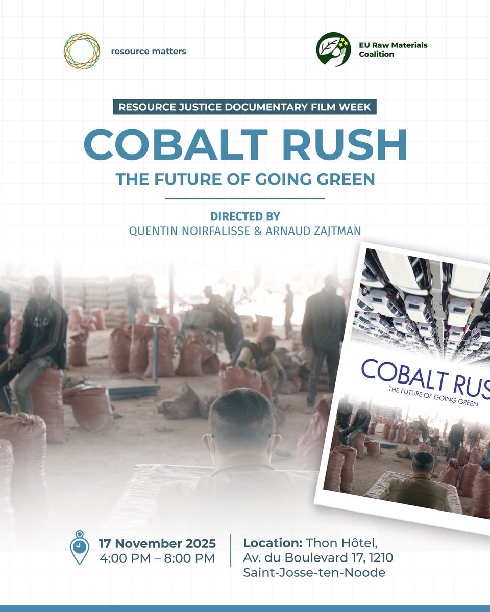 On the occasion of EU Raw Materials Week 2025, <a href="/resourcematters/">Michelle Cui</a> is joining the <a href="/Green_Europe/">European Environmental Bureau</a> for the Resource Justice Film Week in Brussels!

📽 Special Film Night, today November 17th in Brussels. 

We will be screening “Cobalt Rush: The Future of Going Green”, a powerful