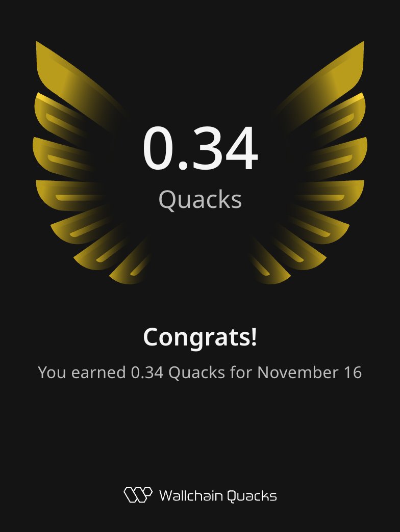 Just earned 0.34 Quacks on <a href="/wallchain/">Wallchain Quacks</a> in one day 🦆

Turn insights into rewards and climb the leaderboard 🥇

Use my referral link – quacks.app/?ref=Sofiachen…