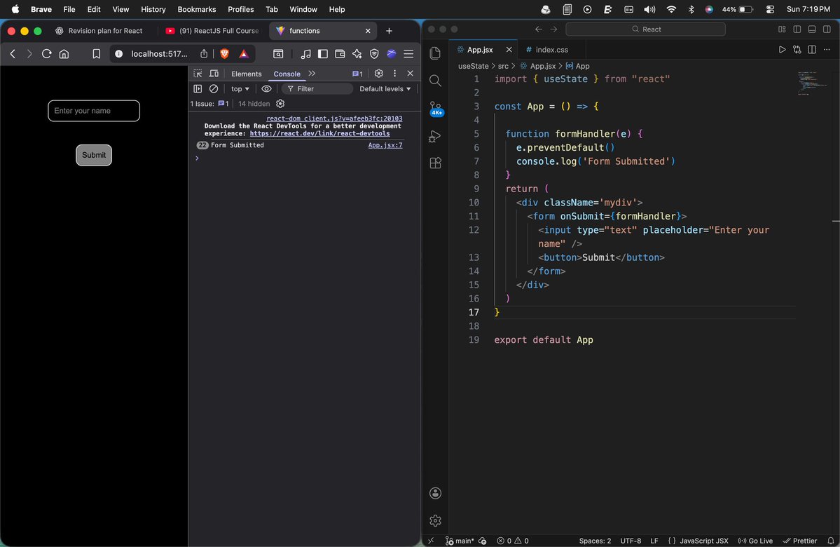ManojCodes's tweet image. Day 14 — 100 Days of Code
Focused on form handling + two-way updates in React today.
Also started a small notes project—want to keep building daily.
Revised concepts from @sheryians_ and things clicked even better.
#React #100DaysOfCode #BuildInPublic