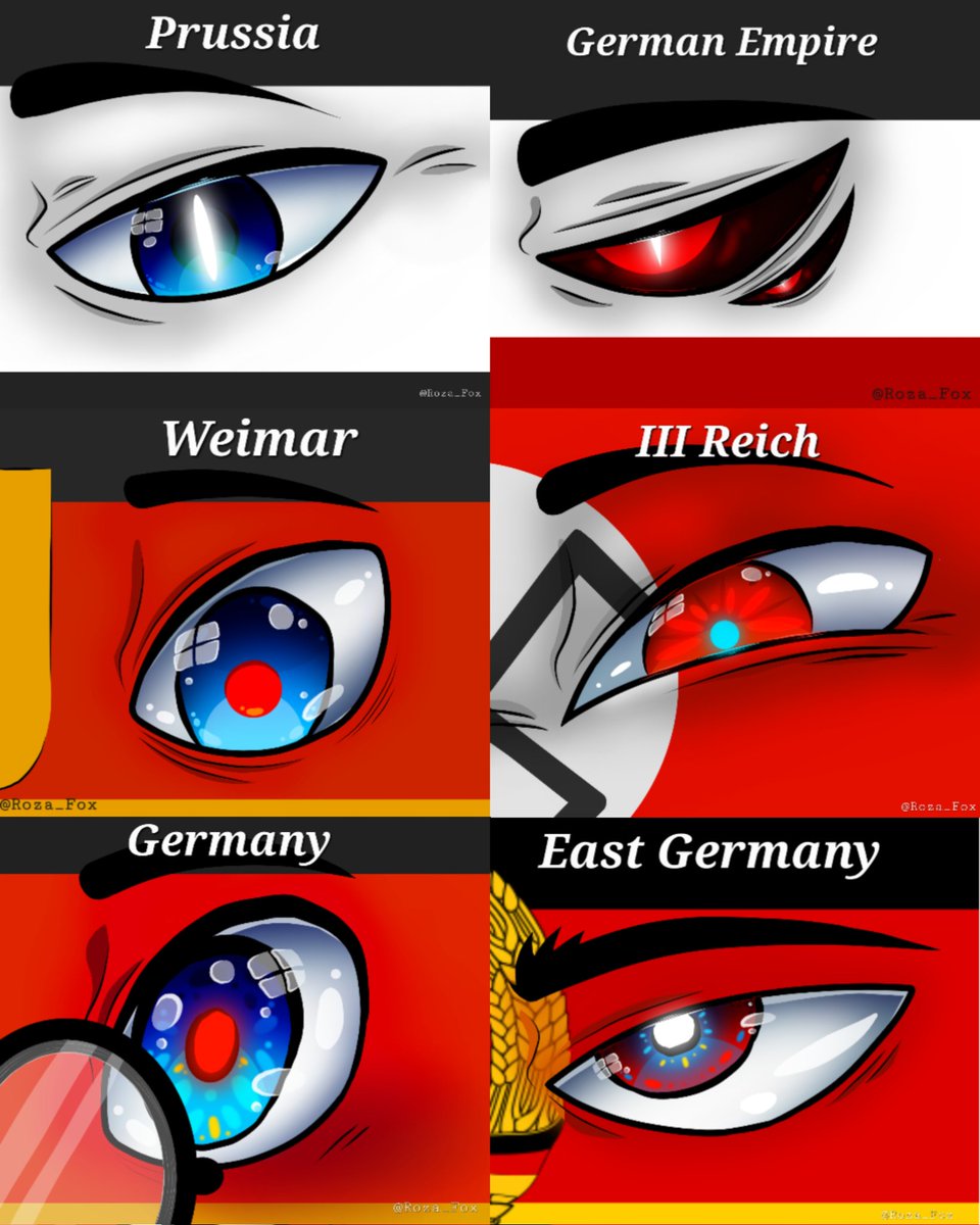 Roza_Fox_'s tweet photo. How i think (and draw) the German's family eyes would look.
#CountryHumans #CountryHumansPrussia #CountryHumansGermanEmpire #CountryHumansGE #CountryHumansweimar #countryhumansthirdreich
#CountryHumansEastgermany #Countryhumangermany https://t.co/swQujnOdVE