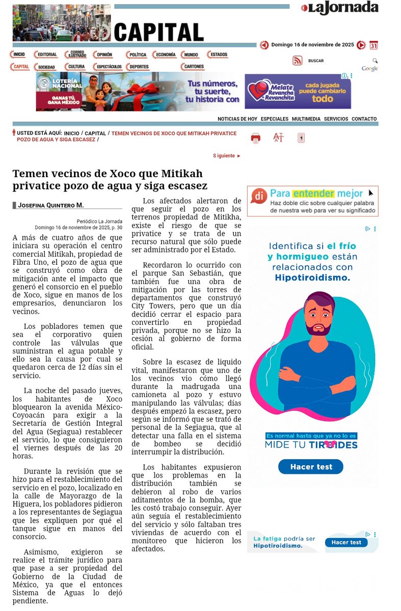PueblodeXoco's tweet image. La Jornada: Temen vecinos de Xoco que Mítikah privatice pozo de agua y siga escacez