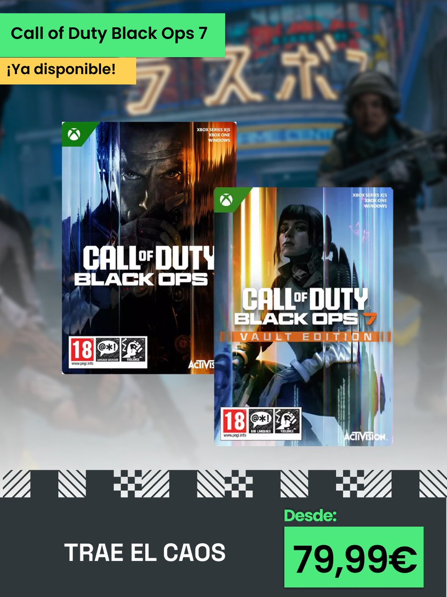 xtralife_es's tweet image. ¡Ya disponible #CallofDuty Black Ops 7! 💥

El #BlackOps más grande de todos😱 

Enfréntate a desafíos de alto riesgo en este descenso a la locura💪

 COMPRA ➡️tinyurl.com/munsxs5h