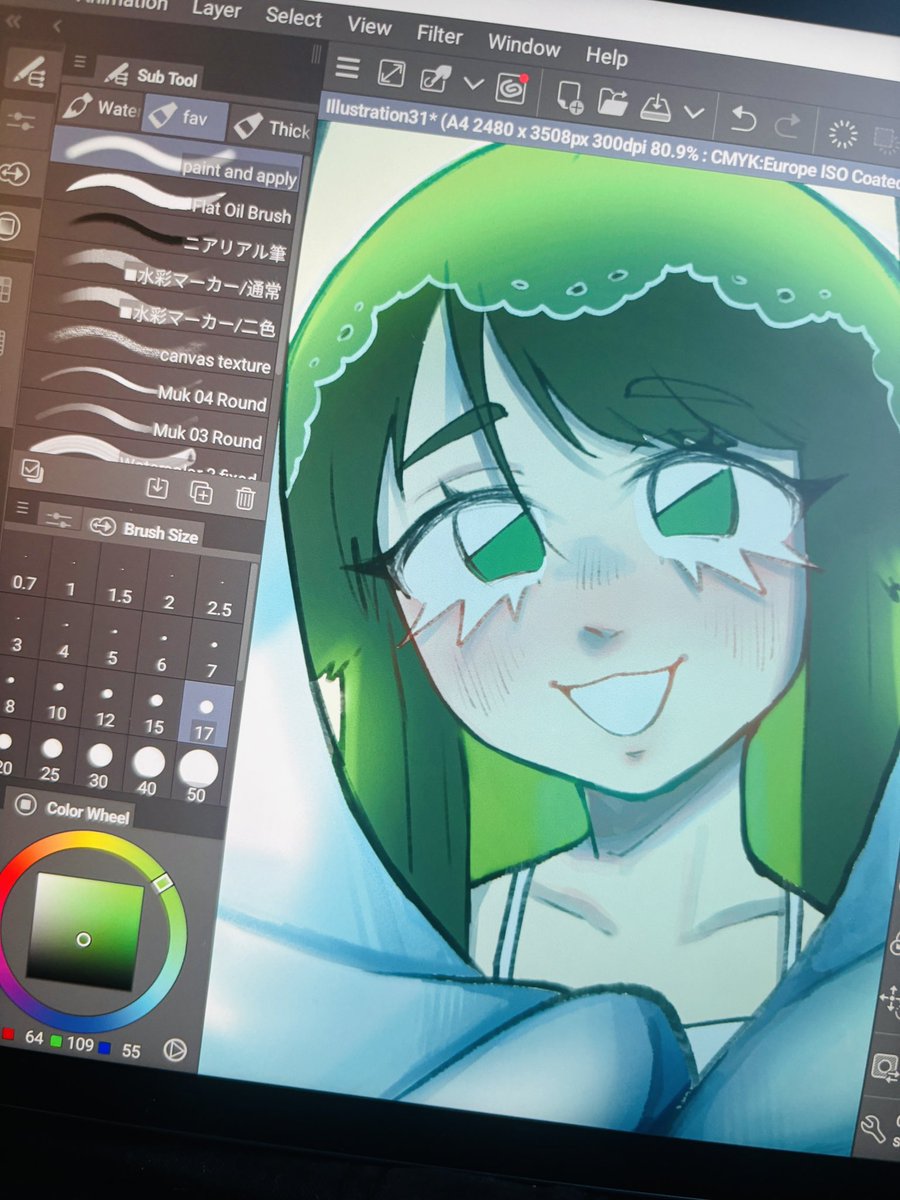 Working on some art of my sick and twisted daughter on the train back home from Manchester